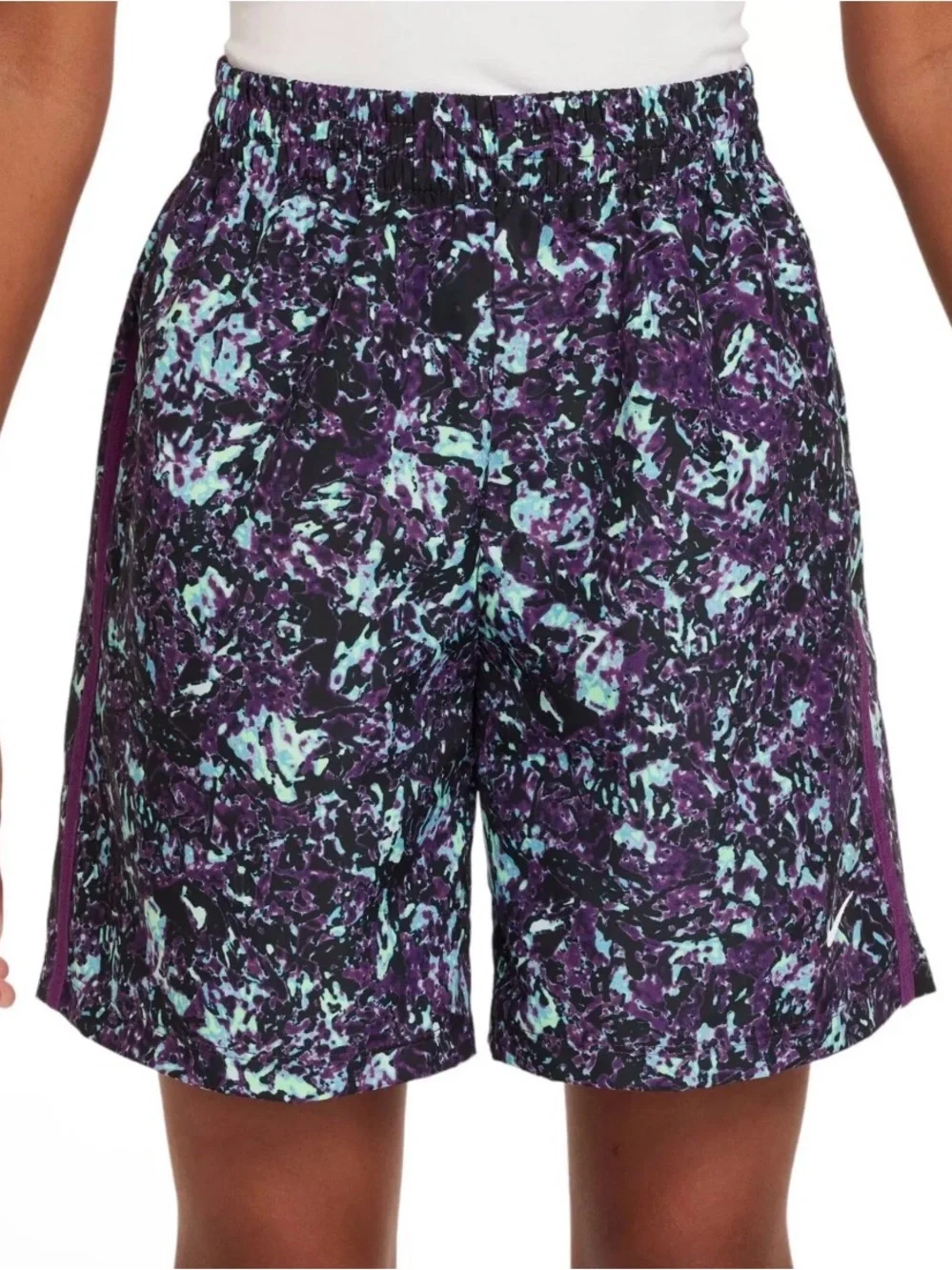 NWT Nike Youth Dri-FIT Multi Printed Shorts Viotech Purple Splatter L Unisex